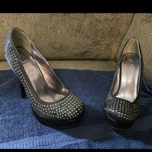 Elegant Black Studded Women's Heels